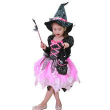 Load image into Gallery viewer, Halloween Girl Witch Costume With LED Glow Light, Hat &amp; Wand (For Kid)-Kid Costume-Animee Cosplay