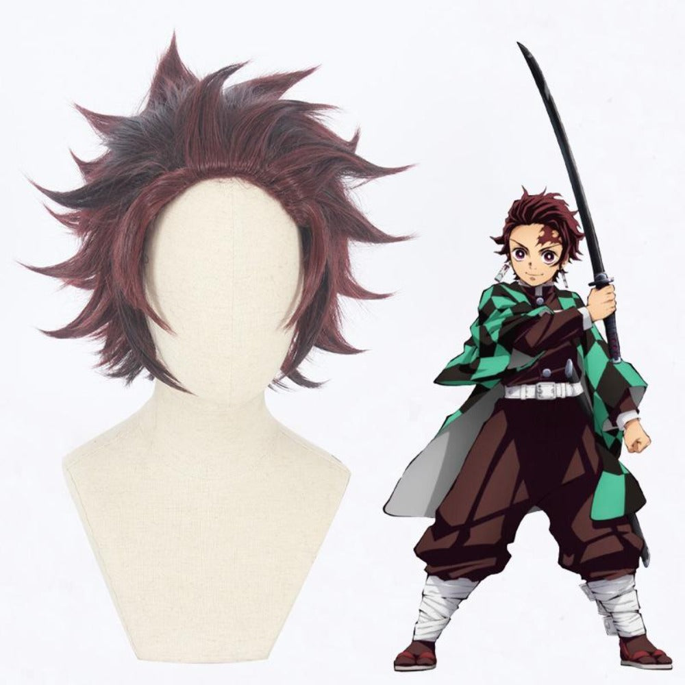 Demon Slayer Kamado Tanjiro Wig Cosplay Wig Animee Cosplay